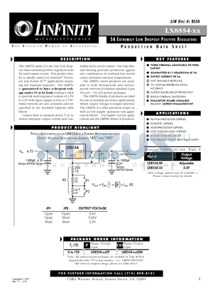 LX8554-33 datasheet - 5A EXTREMELY LOW DROPOUT POSITIVE REGULATORS