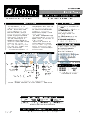 LX8582A-33CP datasheet - 8.5A LOW DROPOUT POSITIVE REGULATORS