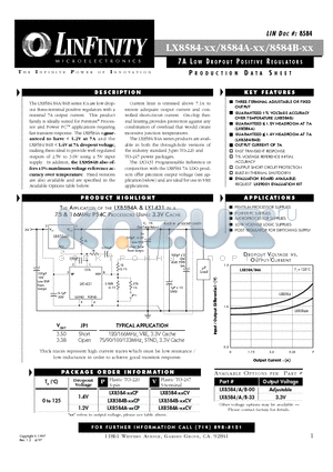 LX8584A-00CV datasheet - 7 A LOW DROPOUT POSITIVE REGULATORS