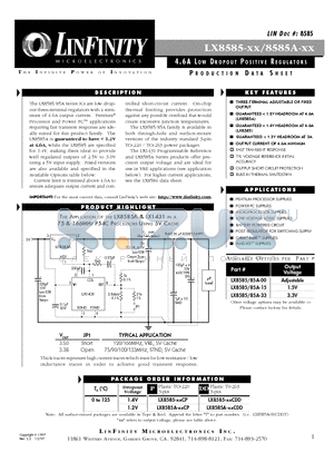 LX8585-33 datasheet - 4.6A LOW DROPOUT POSITIVE REGULATORS