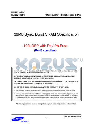 K7B321835C datasheet - 1Mx36 & 2Mx18 Synchronous SRAM