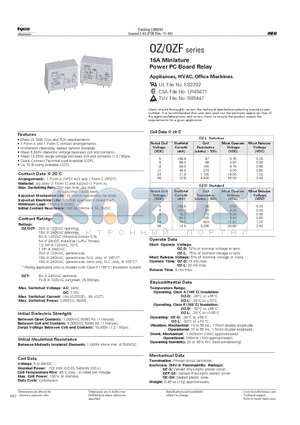 OZT-SS-112LM datasheet - 16A Miniature Power PC Board Relay