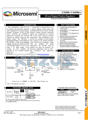 LX8586 datasheet - 6A Low Dropout Positive Regulators