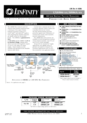 LX8586-33CP datasheet - 6A LOW DROPOUT POSITIVE REGULATORS