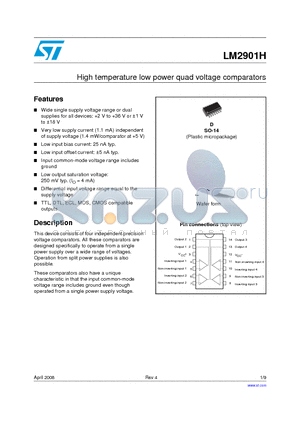 LM2901H datasheet - High temperature low power quad voltage comparators