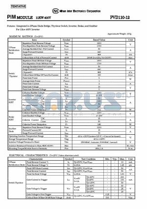 PVD110-12 datasheet - PIM MODULE 11KW 400V