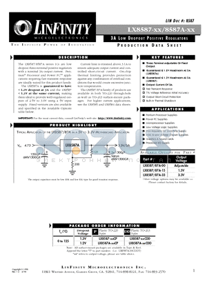 LX8587-00 datasheet - 3A LOW DROPOUT POSITIVE REGULATORS