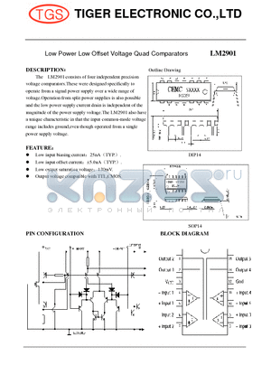 LM2901N datasheet - Low Power Low Offset Voltage Quad Comparators