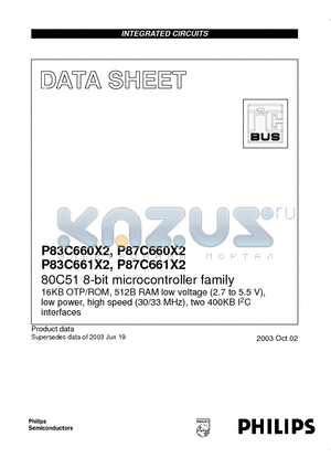 P87C660X2FA datasheet - 80C51 8-bit microcontroller family