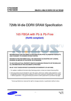 K7I641882M-EI30 datasheet - 72Mb M-die DDRII SRAM Specification 165 FBGA with Pb & Pb-Free (RoHS compliant)