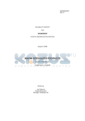 MAX803SEXR datasheet - PLASTIC ENCAPSULATED DEVICES