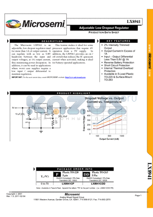 LX8941CDD datasheet - Adjustable Low Dropout Regulator