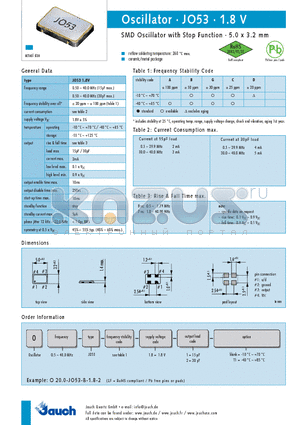 O0.5-JO53-A-1.8-2 datasheet - SMD Oscillator with Stop Function