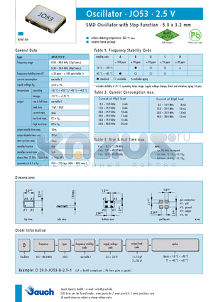 O0.5-JO53-A-2.5-1-T1 datasheet - SMD Oscillator with Stop Function