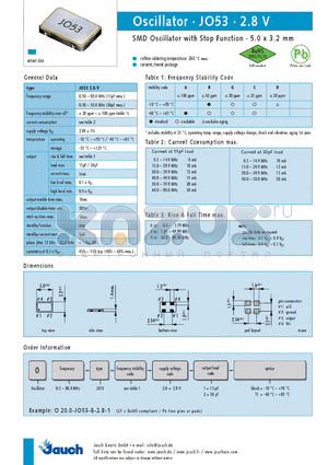 O0.5-JO53-B-1 datasheet - SMD Oscillator with Stop Function