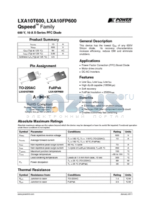LXA10T600 datasheet - 600 V, 10 A X-Series PFC Diode