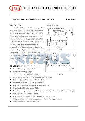 LM2902D datasheet - QUAD OPERATIONAL AMPLIFIER