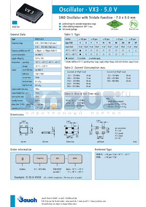 O0.5-VX3EP datasheet - SMD Oscillator with Tristate Function
