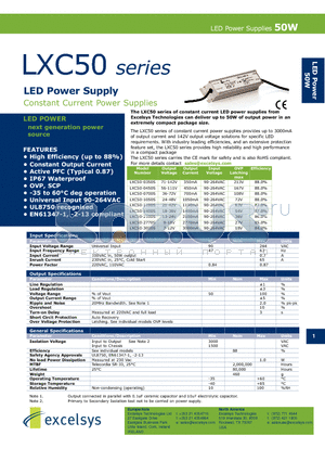 LXC50 datasheet - LED Power Supply