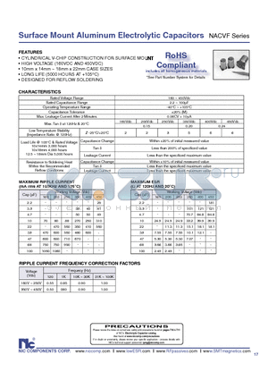 NACVF100M250V10X18TR13T2F datasheet - Surface Mount Aluminum Electrolytic Capacitors