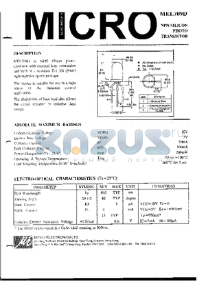 MEL709D datasheet - NPN SILICON PHOTO TRANSISTOR