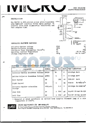 MEL79D datasheet - NPN SILICON PHOTO-TRANSISTOR