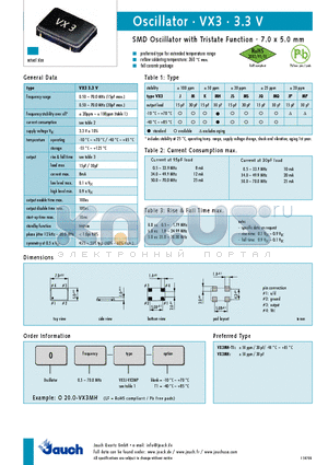 O0.5-VX3WQ datasheet - SMD Oscillator with Stop Function