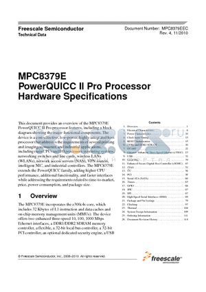 MPC8379E datasheet - PowerQUICC II Pro Processor Hardware Specifications