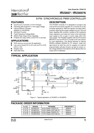 IRU3037ACF datasheet - 8-PIN SYNCHRONOUS PWM CONTROLLER