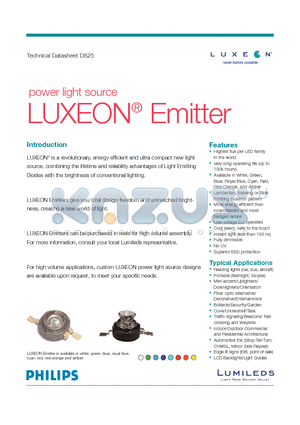 LXHL-BD03 datasheet - power light source LUXEON^ Emitter