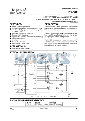IRU3055 datasheet - 5-BIT PROGRAMMABLE 3-PHASE SYNCHRONOUS BUCK CONTROLLER IC