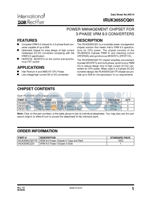 IRU3055CQ datasheet - POWER MANAGEMENT CHIPSET FOR 3-PHASE VRM 9.0 CONVERTERS
