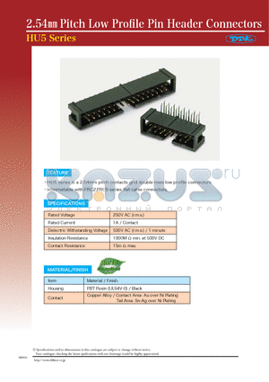 HU5-100PNA-R52T-FA datasheet - 2.54mm Pitch Low Profile Pin Header Connectors