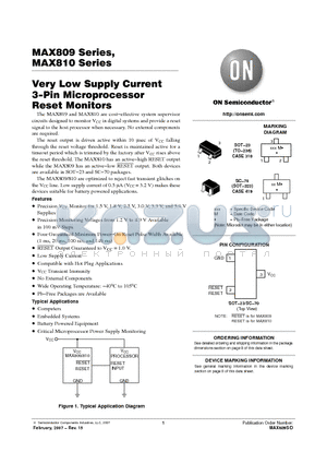 MAX809SN293D2T1G datasheet - Very Low Supply Current 3−Pin Microprocessor Reset Monitors