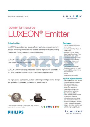 LXHL-BW03 datasheet - power light source LUXEON^ Emitter