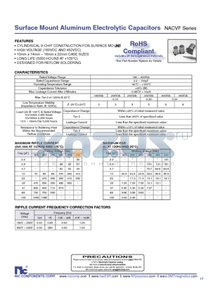 NACVF3R3K450V10X14TR13T2F datasheet - Surface Mount Aluminum Electrolytic Capacitors