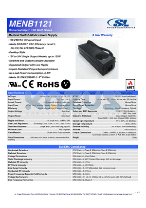 MENB1121 datasheet - Medical Switch-Mode Power Supply