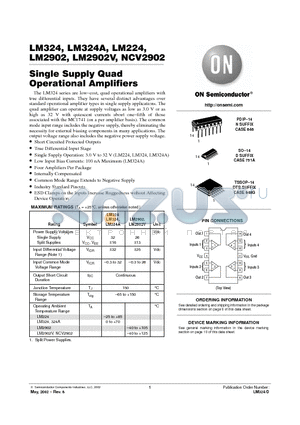 LM2902V datasheet - Single Supply Quad Operational Amplifiers