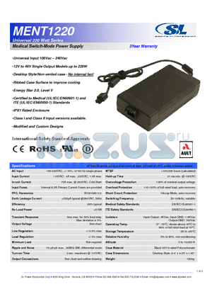 MENT1220A2451F01 datasheet - Medical Switch-Mode Power Supply