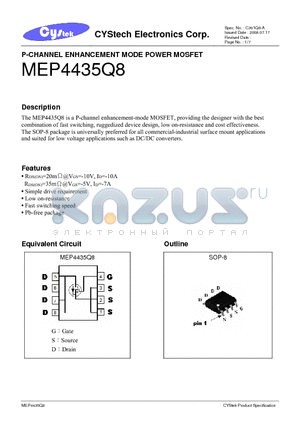 MEP4435Q8 datasheet - P-CHANNEL ENHANCEMENT MODE POWER MOSFET