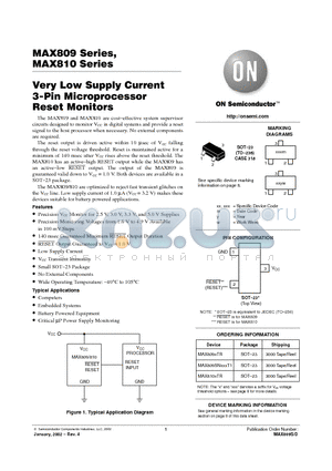 MAX809XTR datasheet - 3-Pin Microprocessor Reset Monitors