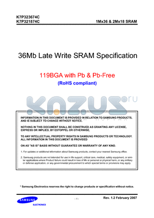 K7P321874C datasheet - 1Mx36 & 2Mx18 SRAM