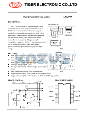 LM2903N datasheet - Dual Differential Comparators
