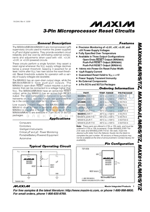 MAX810Z datasheet - 3-Pin Microprocessor Reset Circuits