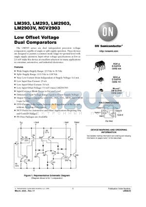 LM2903VDG datasheet - Low Offset Voltage Dual Comparators
