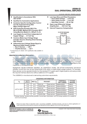 LM2904AVQPWRQ1 datasheet - DUAL OPERATIONAL AMPLIFIERS