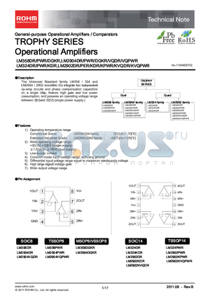 LM2904DR datasheet - TROPHY SERIES Operational Amplifiers