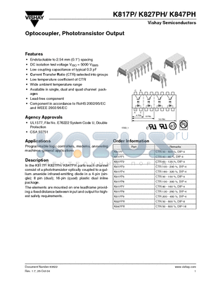 K817P2 datasheet - Optocoupler, Phototransistor Output