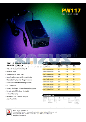 PW117XA1803 datasheet - PW117 SWITCH-MODE POWER SUPPLY