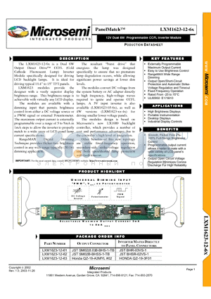 LXM1623-12-62 datasheet - 12V Dual 6W Programmable CCFL Inverter Module